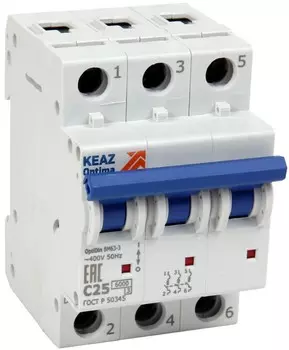 Автоматический выключатель КЭАЗ 260807 OptiDin BM63-3D16-УХЛ3 (6кА)