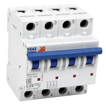 Автоматический выключатель КЭАЗ 260898 OptiDin BM63 4P 63A C 6кА AC (BM63-4C63-УХЛ3)