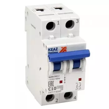 Автоматический выключатель КЭАЗ 262585 OptiDin BM63 2P 2A C 10кА AC (BM63-2C2-10-УХЛ3)