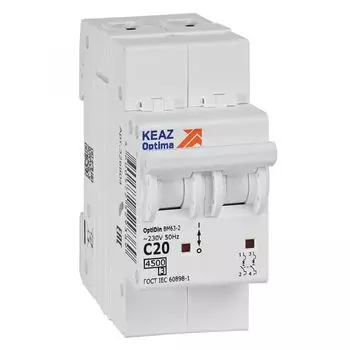 Автоматический выключатель КЭАЗ 326804 OptiDin BM63-2C20-4,5-УХЛ3