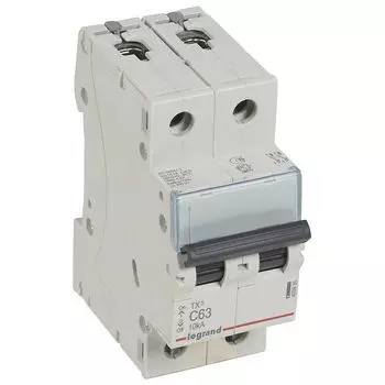 Автоматический выключатель Legrand 403936 TX 6000 - 10 кА - тип характеристики C, 2П, 230/400 В~, 63 А, 2 модуля