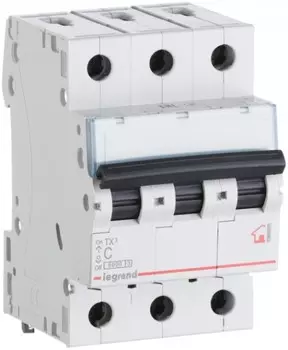 Автоматический выключатель Legrand 403946 TX 6000 - 10 кА - тип характеристики C, 3П, 400 В~, 25 А, 3 модуля