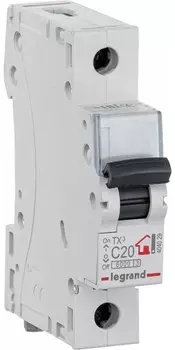 Автоматический выключатель Legrand 404029 TX 6000 - 6 кА - тип характеристики C, 1П, 230/400 В~, 20 А, 1 модуль