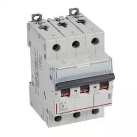 Автоматический выключатель Legrand 407288 DX-E 6000 - 6 кА - тип характеристики C, 3П, 230/400 В~, 6 А, 3 модуля