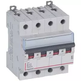 Автоматический выключатель Legrand 407622 DX 6000 - 10 кА - тип характеристики B, 4П, 400 В~, 10 А, 4 модуля