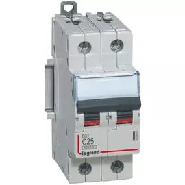 Автоматический выключатель Legrand 407802 DX 6000 - 10 кА - тип характеристики C, 2П, 230/400 В~, 25 А, 2 модуля