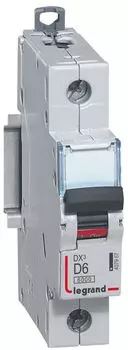Автоматический выключатель Legrand 407967 DX 6000 - 10 кА - тип характеристики D, 1П, 230/400 В~, 6 А, 1 модуль