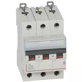 Автоматический выключатель Legrand 409259 DX 10000 - 16 кА - тип характеристики С, 3П, 400 В~, 50 А, 3 модуля
