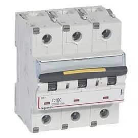 Автоматический выключатель Legrand 409281 DX 10000 - 16 кА - тип характеристики С, 3П, 400 В~, 100 А, 4,5 модуля