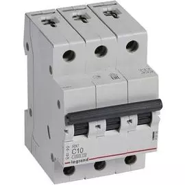 Автоматический выключатель Legrand 419706 RX - 4,5 кА - тип характеристики C, 400 В~, 10 А, 3П, 3 модуля