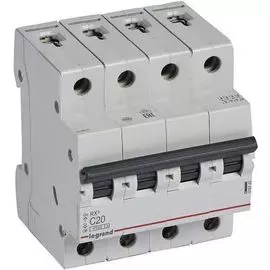 Автоматический выключатель Legrand 419742 RX - 4,5 кА - тип характеристики C, 400 В~, 20 А, 4П, 4 модуля