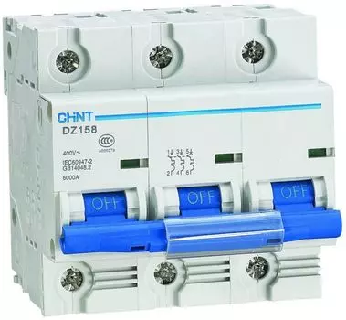 Автоматический выключатель модульный CHINT 158109 3P, тип характеристики K (8-12In), 125А, 10кА, DZ158 (R)