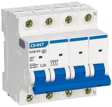 Автоматический выключатель модульный CHINT 296906 4P, тип характеристики C, 20А, 4,5kA, NXB-63S (R)