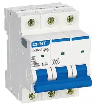 Автоматический выключатель модульный CHINT 814183 3P, тип характеристики D, 16А, 6кА, NXB-63 (R)