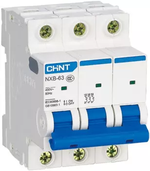 Автоматический выключатель модульный CHINT 814202 3P, тип характеристики B, 63А, 6кА, NXB-63 (R)