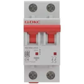 Автоматический выключатель модульный DKC MD63-2C16-10 2P 16А C 10kA, "YON"