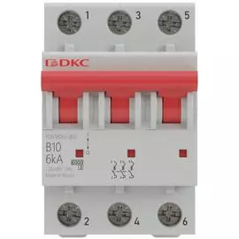 Автоматический выключатель модульный DKC MD63-3D6-6 3P 6А D 6kA, "YON"