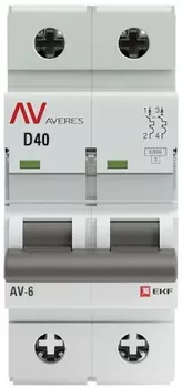 Автоматический выключатель модульный EKF mcb6-2-40D-av Averes AV-6 (D) 2P 40А 6kA