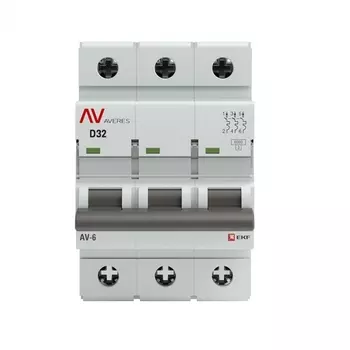 Автоматический выключатель модульный EKF mcb6-3-32D-av Averes AV-6 (D) 3P 32А 6kA