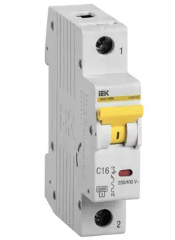 Автоматический выключатель модульный IEK MVA31-1-016-C 1п C 16А 6кА ВА47-60M
