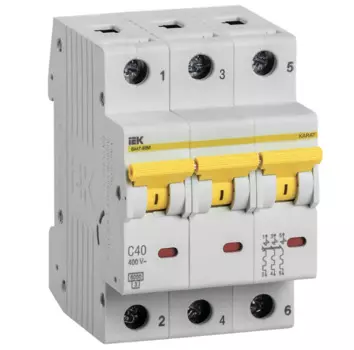 Автоматический выключатель модульный IEK MVA31-3-040-C 3п C 40А 6кА ВА47-60M