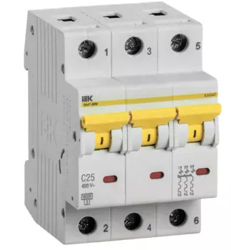 Автоматический выключатель модульный IEK MVA31-3-025-C 3п C 25А 6кА ВА47-60M