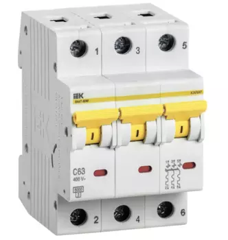 Автоматический выключатель модульный IEK MVA31-3-063-C 3п C 63А 6кА ВА47-60M