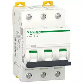 Автоматический выключатель Schneider Electric A9F73301 Acti9 - 3P, тип хар-ки B, 1 А, 400 В AC/DC, 6кА