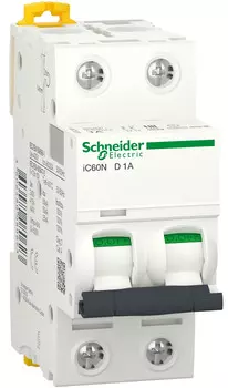Автоматический выключатель Schneider Electric A9F75201 Acti9 - 2P, тип хар-ки D, 1 А, 400 В AC/DC, 6кА