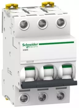 Автоматический выключатель Schneider Electric A9F75306 Acti9 - 3P, тип хар-ки D, 6 А, 400 В AC/DC, 6кА