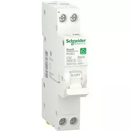 Автоматический выключатель Schneider Electric RESI9 дифференциального тока (ДИФ) 1P+N С 32А 6000A 30мА 18mm тип A