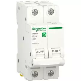 Автоматический выключатель Schneider Electric RESI9 Resi9 - 2P, тип хар-ки B, 25 А, 400 В AC, 6кА
