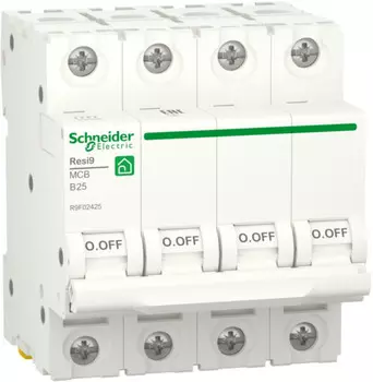 Автоматический выключатель Schneider Electric RESI9 Resi9 - 4P, тип хар-ки B, 25 А, 400 В AC, 6кА