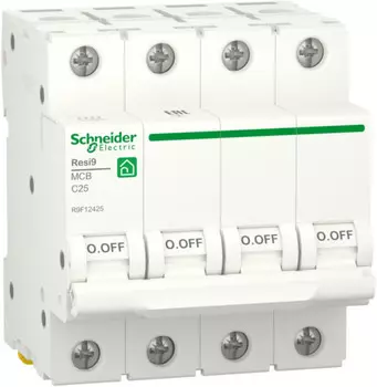 Автоматический выключатель Schneider Electric RESI9 Resi9 - 4P, тип хар-ки C, 25 А, 400 В AC, 6кА