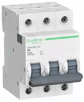 Автоматический выключатель Systeme Electric C9F14306 City9 Set B 6А 3P 4.5kA 400В