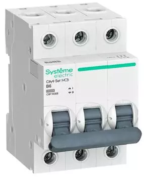 Автоматический выключатель Systeme Electric C9F16306 City9 Set B 6А 3P 6kA 400В