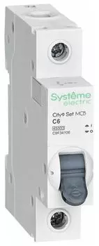 Автоматический выключатель Systeme Electric C9F34106 City9 Set С 6А 1P 4.5kA 230В