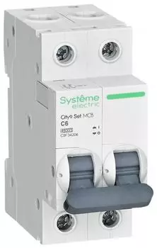 Автоматический выключатель Systeme Electric C9F34206 City9 Set С 6А 2P 4.5kA 230В