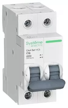 Автоматический выключатель Systeme Electric C9F34216 City9 Set С 16А 2P 4.5kA 230В