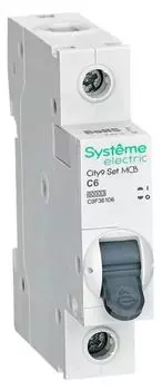 Автоматический выключатель Systeme Electric C9F36106 City9 Set С 6А 1P 6kA 230В