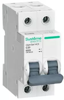 Автоматический выключатель Systeme Electric C9F36220 City9 Set С 20А 2P 6kA 230В
