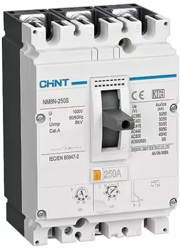 Автоматический выключатель в литом корпусе CHINT 271176 NM8N-250S TM 3P 250А 50кА с рег. термомаг. расцепителем (R)