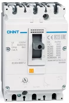 Автоматический выключатель в литом корпусе CHINT 271581 NM8N-125S TM 3P 16А 50кА с рег. термомаг. расцепителем (R)