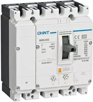 Автоматический выключатель в литом корпусе CHINT 271649 NM8N-125Q TM 4P 100А 70кА с рег. термомаг. расцепителем (R)