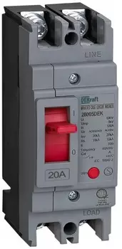 Автоматический выключатель в литом корпусе DEKraft 28005DEK 2P 20A 20кА ВА-301