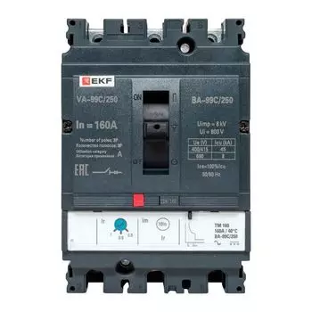 Автоматический выключатель в литом корпусе EKF mccb99C-250-160 ВА-99C 250/160А 3P 45кА