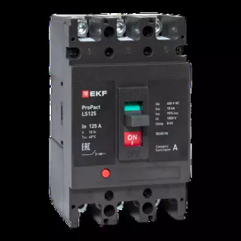 Автоматический выключатель в литом корпусе EKF mccb-125-18-3-125-ls LS125 18кА 3P 125А ProPact
