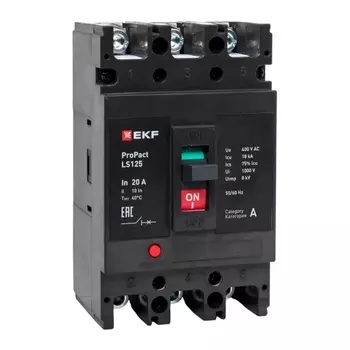 Автоматический выключатель в литом корпусе EKF mccb-125-18-3-20-ls LS125 18кА 3P 20А ProPact