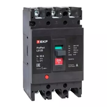 Автоматический выключатель в литом корпусе EKF mccb-125-18-3-32-ls LS125 18кА 3P 32А ProPact
