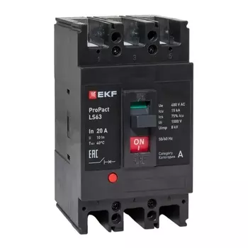 Автоматический выключатель в литом корпусе EKF mccb-63-15-3-20-ls LS63 15кА 3P 20А ProPact